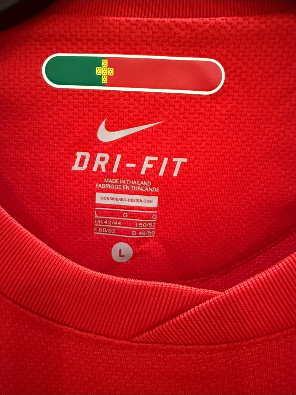Nike Men’s Portugal Soccer Jersey with Green Chest Band - Picture 6 of 9